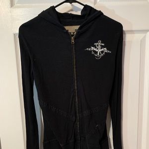 Black womens zip up jacket. Small “sweet escape”